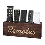 Siondoux Remote Control Holder, Wooden Wall Mount for TV Remotes, Caddy for Table, Space Saving Organizer with 2 Installation Options, Vintage Style, Holds up to 5lbs, 11''*2.16''*3.94''