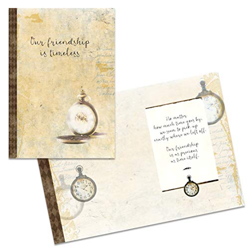 Smiling Wisdom - Timeless Friend Special Friendship Greeting Card with Time Intertwined Double Circle Necklace Gift Set - Best BFF Bestie Woman - Stainless Steel CZ4