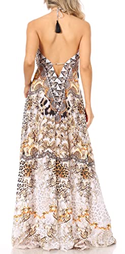 Image of Sakkas Lizi Womens Maxi High-Low Halter Handkerchief Long Dress Beach Party