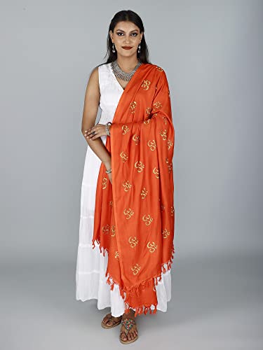 Prayer Shawl with Zari Embroidered Om Motif - Viscose Cotton3