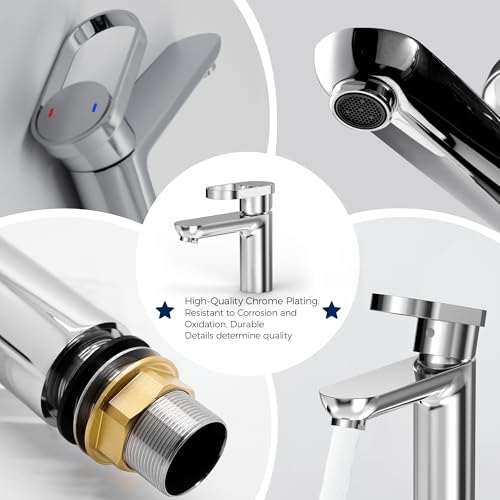 Robinet mono commande DN15 mitigeur lavabo vasque sous-plan économie eau chrome - 4