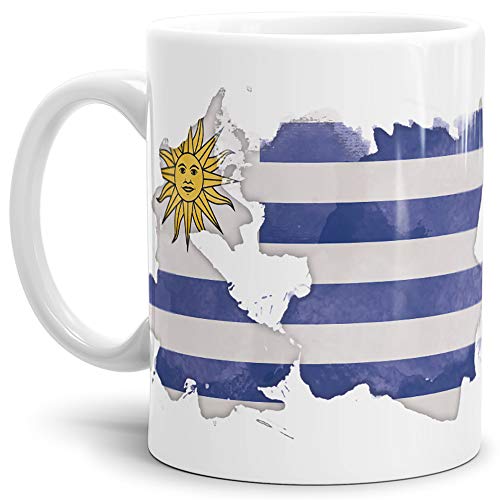 Flaggen-Tasse Uruguay Weiss - Fahne/Länderfarbe/Wasserfarbe/Aquarell/Cup/Tor/Qualität Made in Germany