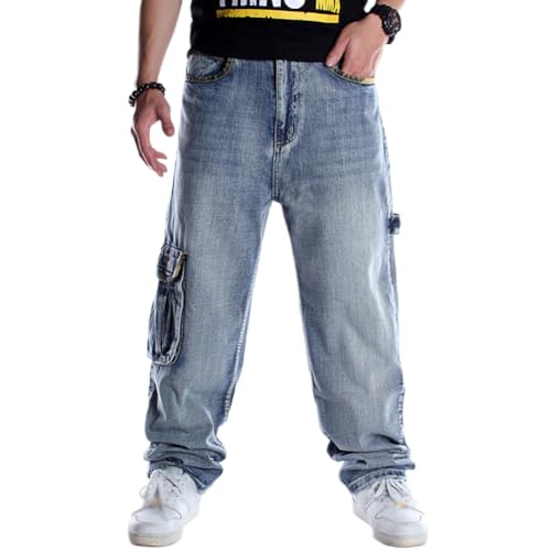 XYGJZ Men's Baggy Jeans Hip Hop Jeans Loose Fit Vintage Cargo Pants Skater Skateboard Jean