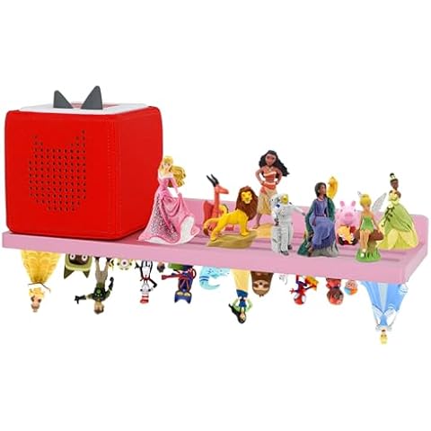 PHOENANCEE for Tonies Shelf Magnetic,for Toniebox Figures Storage Display Shelf 30-36 Character,Wall Floating Shelves Wooden,Compatible Charging Station for Children Kid's Room,Oak,1 Tier Cover