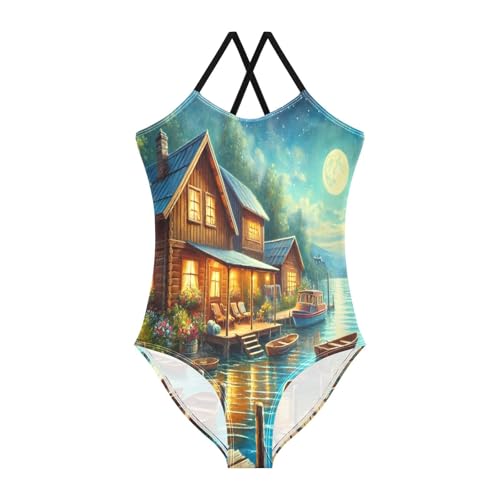 Lake Moonlight Farmhouse Swimsuit for Girls Bathing Suit Swimwear Summer Beach One Piece Swimsuits