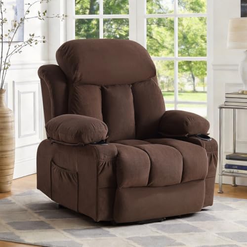 Image of BOSMILLER Power Lift Recliner Chair with Massage and Heat for Elderly, Electric Recliner Single Sofa with Two Cup Holders, Extended Footrest, Side Pocket and USB Charge Port for Living Room