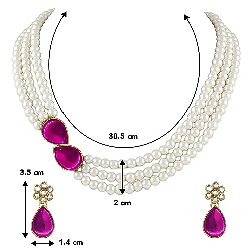 Image of Peora Faux Pearl Crystal Necklace & Jewellery Set Gift for Women