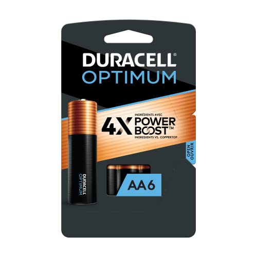 Image of Duracell Optimum AA Batteries with 4x Power Boost Ingredients, 6 Count (Pack of 1), Double A Battery with Long-Lasting Power, Alkaline AA Battery for Household and office devices