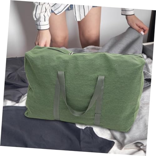 DECHOUS Large Capacity Canvas Travel Duffle Bag with Smooth Zipper Olive Green Luggage Storage Bag for Home and Travel Versatile Weekender Bag for Clothes and Blankets4