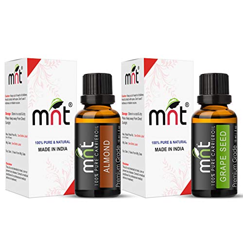 Image of MNT Combo of Almond Oil and Grapeseed Oil For Hair Growth, Skin care (Each 15ML) - 100% Pure Natural Oil