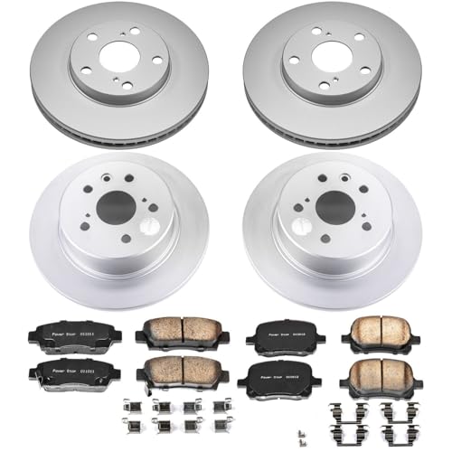 Image of PowerStop Front and Rear Brake Kit for Toyota Avalon 1998-99 - Fully-Coated Disc Rotors with Z17 Ceramic Brake Pads Replacement, CRK6345