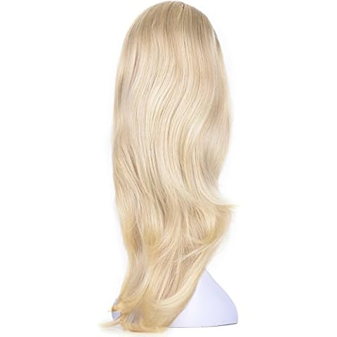 Onedor 22" Semi Curly Hair Women Ladies 3/4 Half Wig Premium Japanese Synthetic fibers Wigs with Secured Mesh Head Cap (R21T) Cover