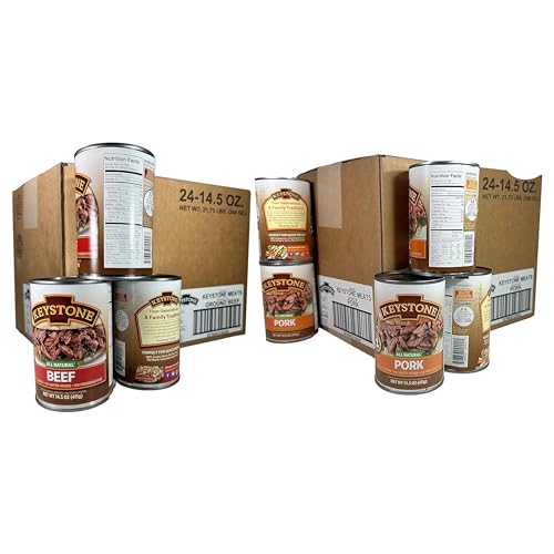 Keystone Meats All-Natural Family-Size Canned Meat – Pork 14.5 oz & Beef 14.5 oz, Fully Cooked, Ready to Eat Emergency Food Bulk Pantry Staple (48 Cans) image 5