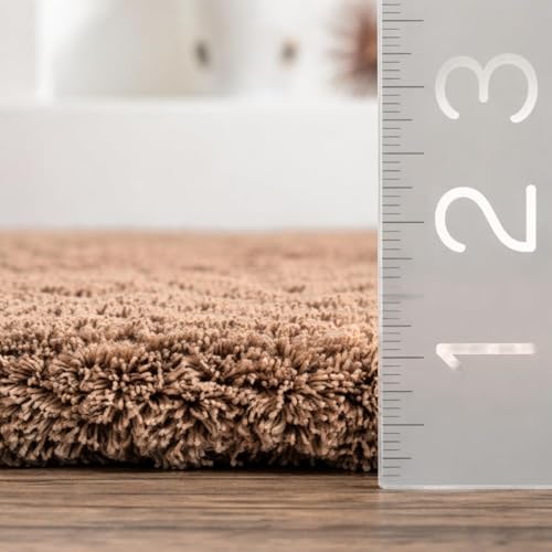 Image of Premium Polyester Shaggy Round Rug - Ultra Soft Fluffy Circle Carpet for Bedroom, Living Room, Kids Room, Anti-Skid Plush Floor Rug - (Beige, 5 feet|150cm)