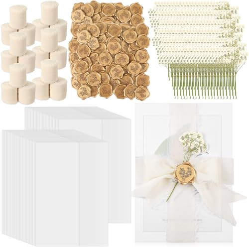Fuyoooo 100 Set Wedding Invitations Wraps Set Pre...