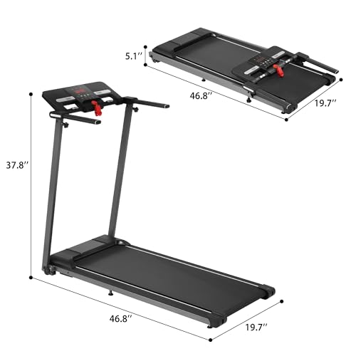 Image of Merax Treadmills for Home 3.0HP Quiet Foldable Treadmill with 15% Incline, Portable Walking Pad with Handle Bar, Walking Pad Treadmill with 300 LBS Capacity, Bluetooth and Heart Rate Sensors