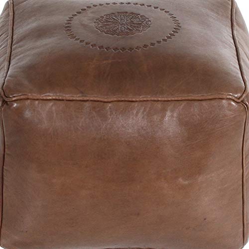 Casa Moro Orientalischer Sitzwürfel Gibril aus echtem Leder braun 40x40x32 cm (BxTxH) inklusive Füllung | Kunsthandwerk… – Bild 4