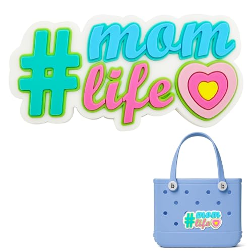 HMGES Mom Life Charm for Bogg Bag – Cute PVC Insert Accessories for Rubber Beach Tote, Personalized Decoration for Women & Moms, Fits Most Brands & Sizes-#Blue