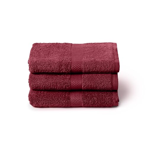 Caleffi Handtücher Set 3-teilig 55x105 cm, 100% Baumwolle, Bordeaux – Ansicht 1