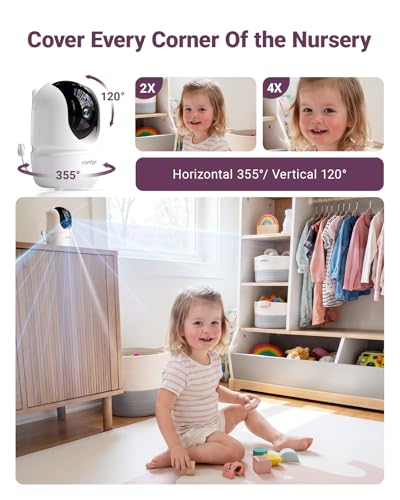 Image of Comfyer BM01 7 inch HD Split-Screen Baby Monitor, Video Baby Monitor with 2 Cameras and Audio, No WiFi Monitor with a Flexible Bracket, Up to 2 Days in VOX Mode with Sound Alert, 4X Zoom, Night Vision