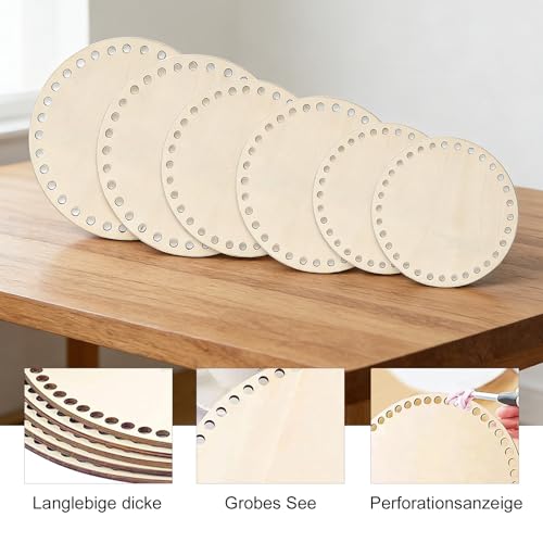 Lunyloer 12 Stück Korbboden Zum Häkeln, Holzboden für HäkelnKorb, Gehäkelter Taschenboden, Gehäkelter Korbboden für DIY Handtasche Korb Webbedarf Kunsthandwerk(Ovaler/Rund)