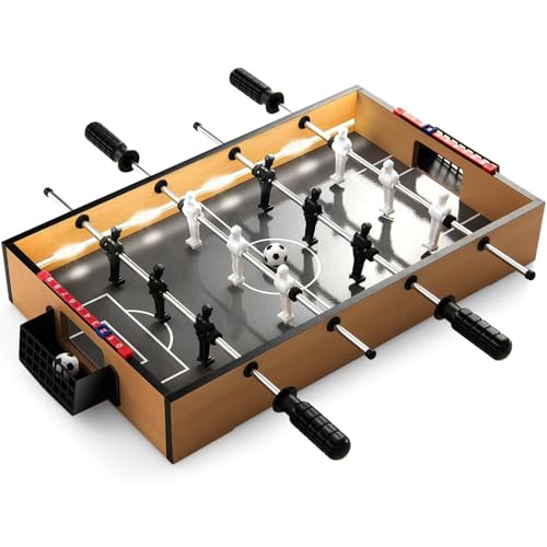Maxmass Table Top Football Game, 23’’ Wooden Soccer Games Table with with LED Lights, 12 Football Players, 2 Footballs, 2 Scoreboards, Indoor Mini Foosball Table Game for Family Gathering Party