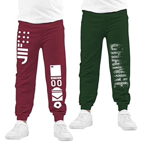 Image of KYDA KIDS 100% Cotton Track Pants for Boys | Premium Printed Soft Single Jersey Fabric | Elastic Waist Loose Fit Summer Full Length with Rib Hem (Pack of 2)