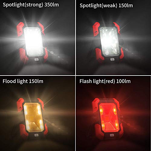 Portable Work Lights, 4400 mAh Solar LED Work Lights Outdoor Camping Lights, 4 Brightness Modes Waterproof LED Flood Lights with Stand for Construction Site, Jetty, Workshop, Garage