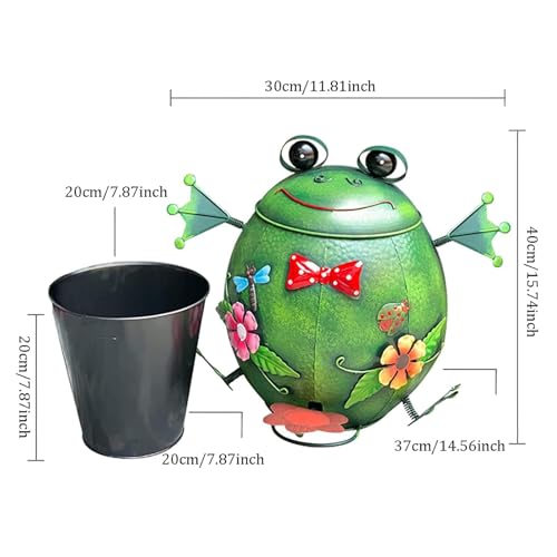 Caneca de basura decorativa rana verde con tapa miniatura 7