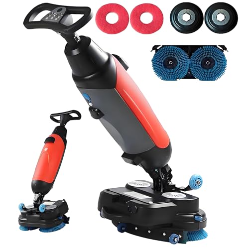 HuanSebesity Limpiador Pisos 3 En 1 Industrial Inalámbrico,Fregadora Suelos Automática Uso Comercial,Pulidora Y Fregadora Baldosas,Limpieza Húmeda,Seca Y Pulido,Máquina Portátil para Talleres Red