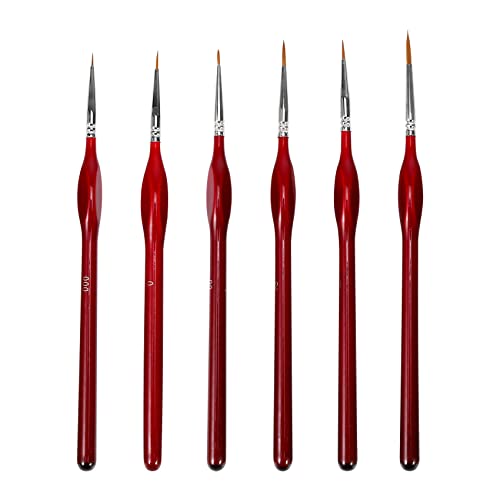 Surluoen 6 Piezas Cepillo de Pintura Fino- Juego de Cepillo de Pintura de Detalle - para acrilico, Acuarela, al oleo