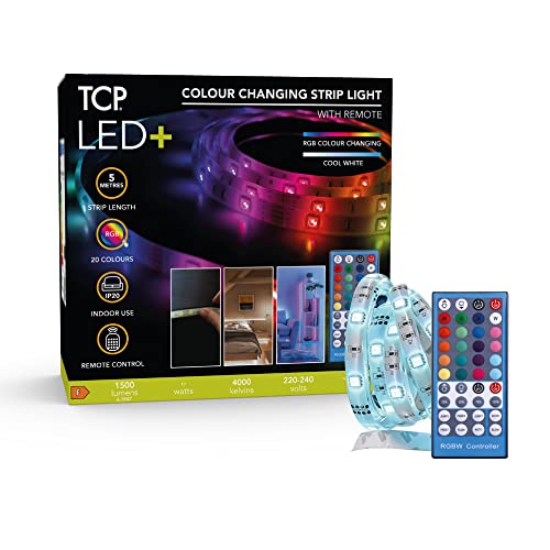 TCP LED Plus Remote Strip Light Colour RGBW 5 Metre, Multi-Colour (BSMRMTLRGBW5MUK1P)