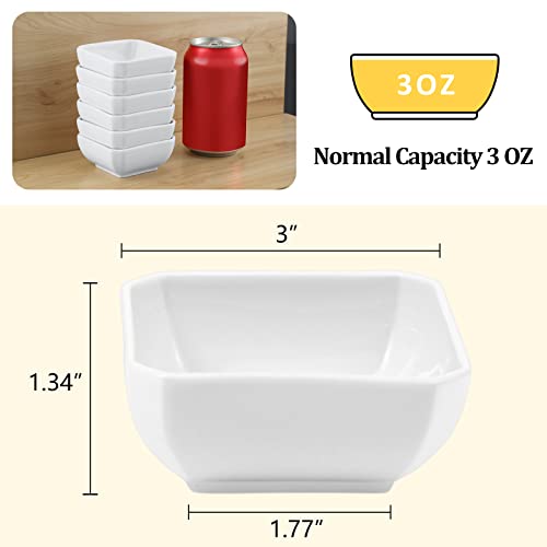 Yedio 3 Oz Dipping Sauce Bowls Ceramic Small Dip Bowls, Mini Serving Bowl For Side Dishes Sushi Soy Sauce Snack Ketchup Bbq Charcuterie Condiment, Square White Porcelain Cups, Set Of 6 #TOP1