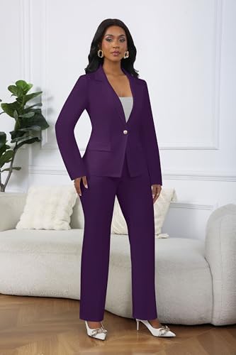 Women’s Suits 2 Piece Set Business Casual Pant Suits Professional Work Blazer Jacket and Pants Outfits4