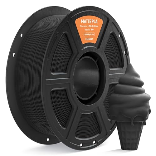 ELEGOO Matte PLA Filament 1.75mm Black 1KG 3D Printer Filament High Precision 1kg Spool (2.2lbs) Fits for Most FDM 3D Printers