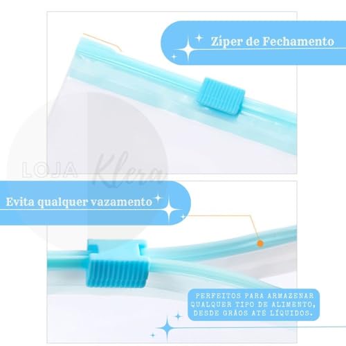 Saco Hermético - 15 Unidades Tamanho M - Saco Para Congelar Armazenar e Organizar Alimentos Com Zip