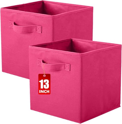 powerking Contenitore di stoccaggio, cubi pieghevoli di stoccaggio del tessuto e cassetto dell'organizzatore di stoccaggio del panno per armadio e giocattoli di stoccaggio, 13 X 13 X 13 INCH, 2 Pack