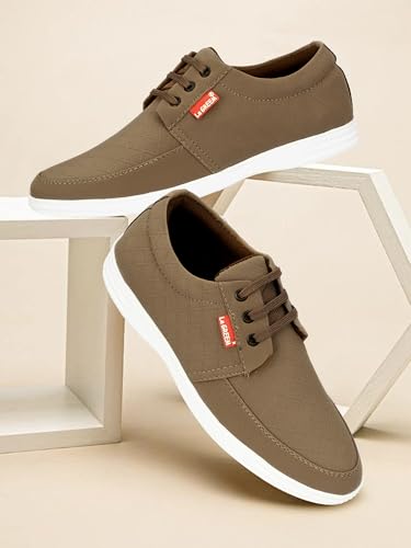 Image of Le Greem Men's Casual Lace-Up Shoes | Lightweight Synthetic Upper | Stylish & Comfortable Sneakers with Anti-Slip Sole - Black