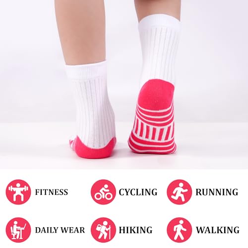 Image of 12 Pairs Girls Crew Athletic Socks, Kids Cotton Socks Ages 1-13
