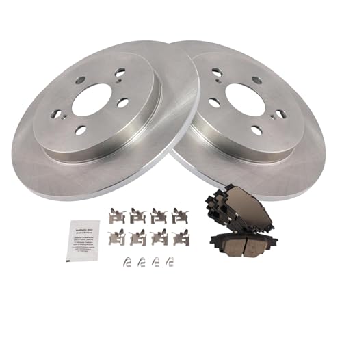 Image of TRQ Rear Brake Pad & Rotor Kit Ceramic Compatible with 2019 Toyota Corolla