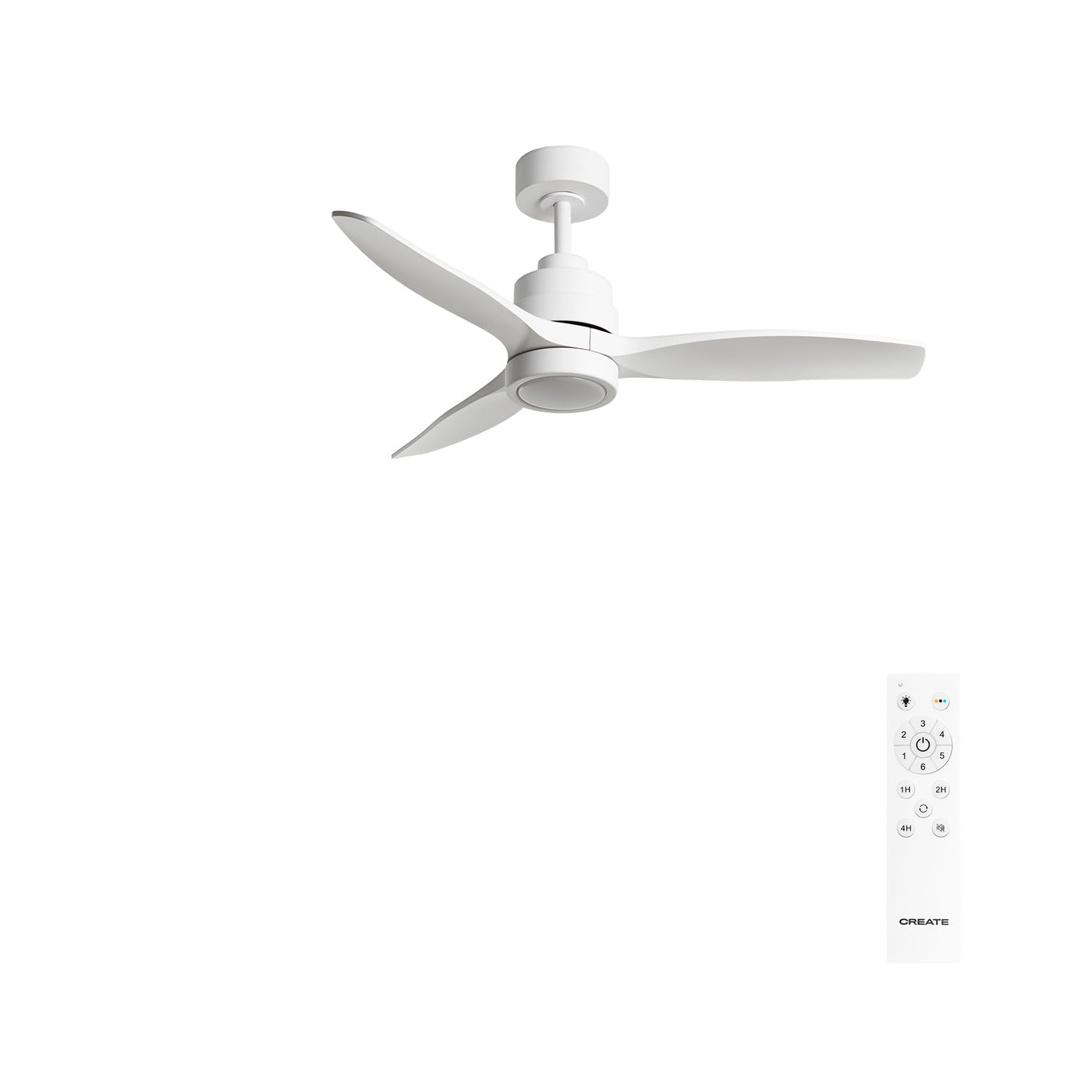 CREATE / WINDSTYLANCE S/Ventilador de techo ABS con luz blanco con mando / 40W, Silencioso, Ø112 cm, 6 velocidades, temporizador, verano-invierno, doble altura, motor DC