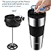 patmoseal Insulated French Press Travel Mug Leak-Proof, Portable Coffee Maker, Vacuum Cafetiere 3 Cups for Travel, Camp, 15oz/450ml (Silver)