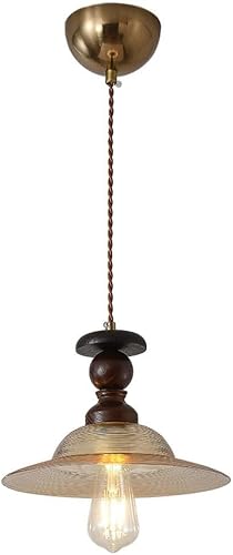 Abinlina Vintage Glass Pendant Light - Adjustable Height Rustic Farmhouse Lamp for Kitchen Island, Dining Room, Bedroom, Hallway