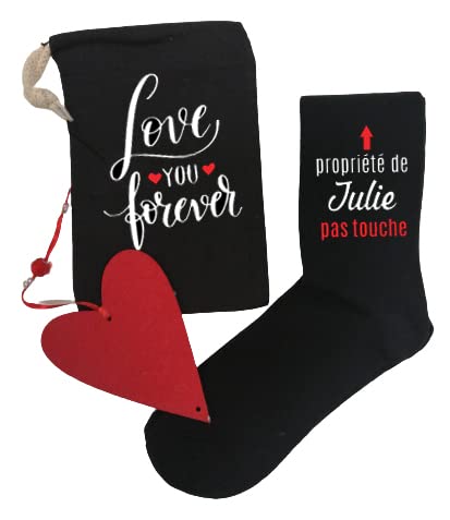 Chaussettes pour copain époux personnalisé propriété de ..Cadeau Saint-Valentin anniversaire noël avec ou sans pochon cadeau