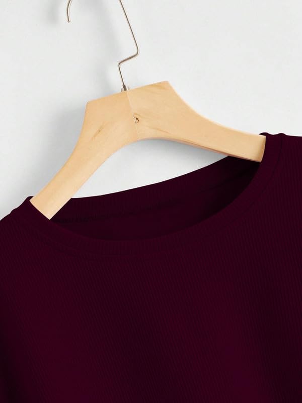Image of DTR FASHION Women's Cotton Blend Solid Lining Solid Crop T-Shirt | Western T-Shirt for Women