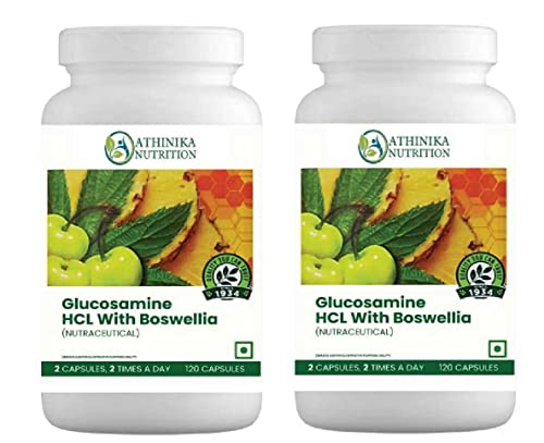 Athinika Nutrition Glucosamine hcl With Boswellia 120 capsule combo of 2 Athinika Nutrition Glucosamine hcl With Boswellia 120 capsule combo of 2