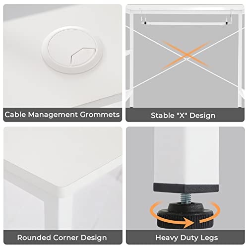 Sedeta White Computer Desk, 55" Gaming Desk With Hutch, Keyboard Tray & Led Lights, Home Office Desks With Storage, Adjustable Shelves, Bookshelf, Monitor & Cpu Stand, Gamer Desk Pc Table #TOP6