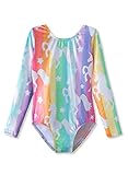 Girls leotards gymnastics long sleeve 4t 5t unicorn rainbow colors stripes
