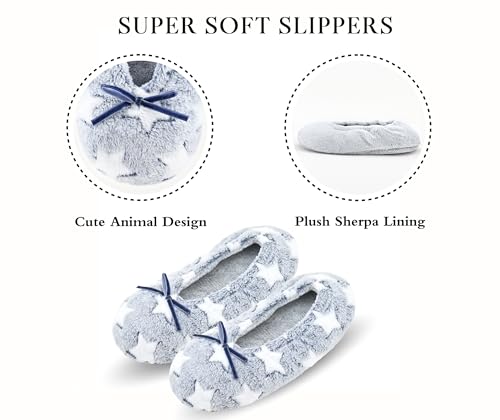 Image of Keyela Women's Ballerina Slippers,Non-Slip Bedroom Slippers Socks | Soft fuzzy slipper socks for ladies Indoor home slippers Cozy sock slippers Ballet Slippers