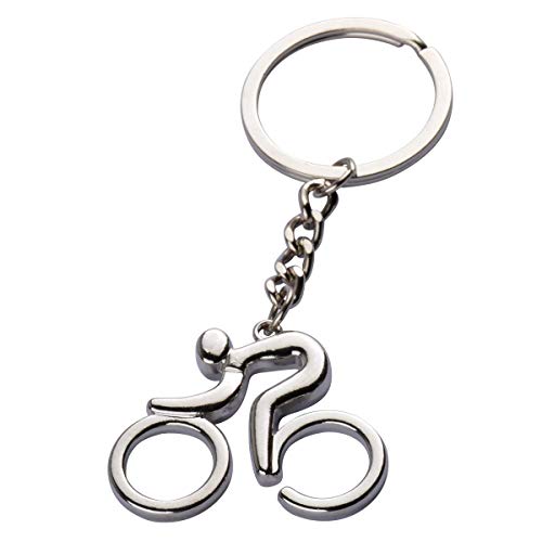 ECYC Hombres Llavero Llavero de Plata Bicicleta Bicicleta Llavero para Coche Regalo Deportivo Llaveros de Metal